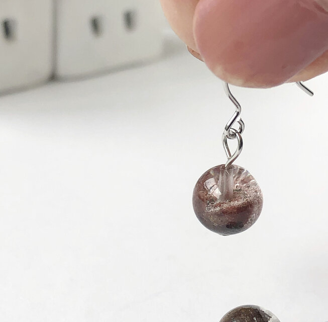 数量限定♡ゆれる✳︎AAAガーデンクォーツ8㎜玉ピアス ニッケルフリー