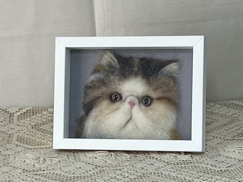 羊毛フェルト猫のポートレート