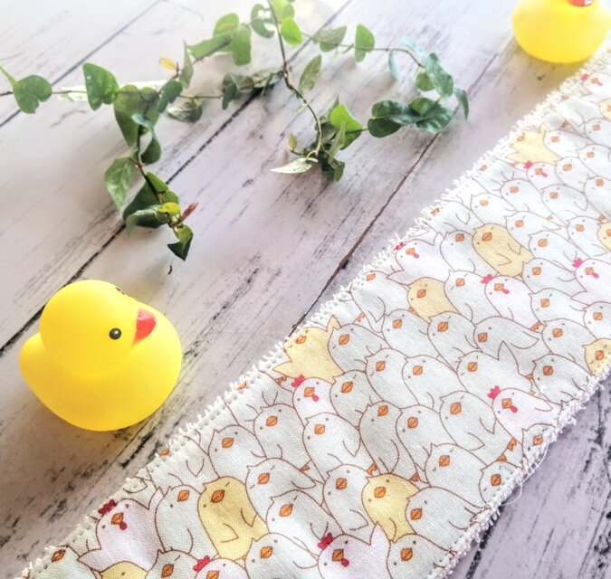 乾布摩擦タオル　かわいいひよこ柄　ダブルガーゼ　コットンタオル　名入れ　オーダーメイド　保育園　幼稚園　のコピー