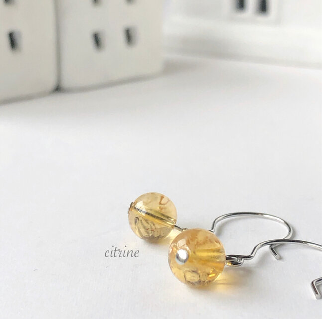 数量限定♡ゆれる✳︎シトリン6㎜玉ピアス  ニッケルフリーのコピー