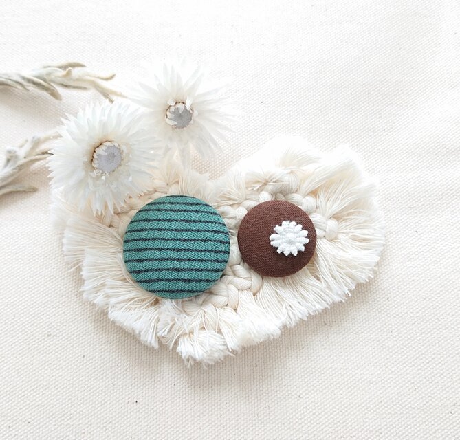 ★くるみボタンブローチ★