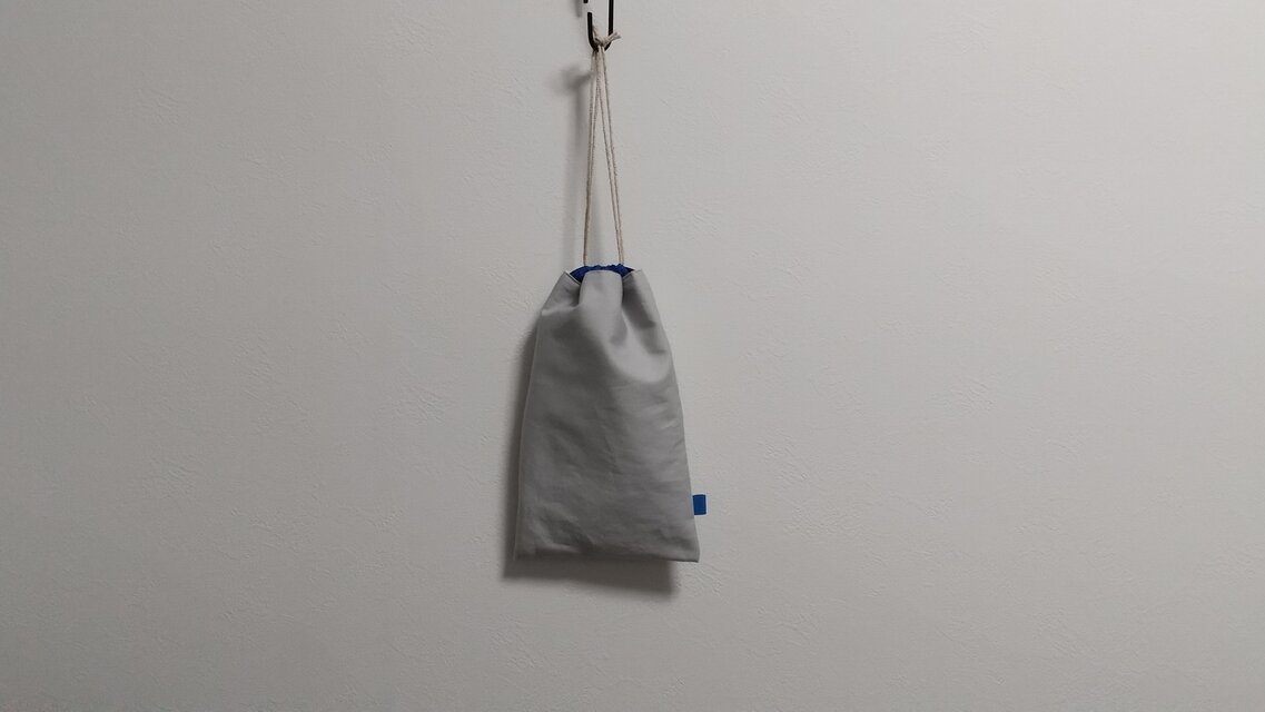 ピアニカホース入れ　（巾着）青