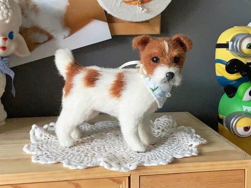【オーダーメイド ペット】 犬 ぬいぐるみ リアル 羊毛フェルト ジャックラッセルテリア うちの子、ペット似顔絵、犬 猫 人形