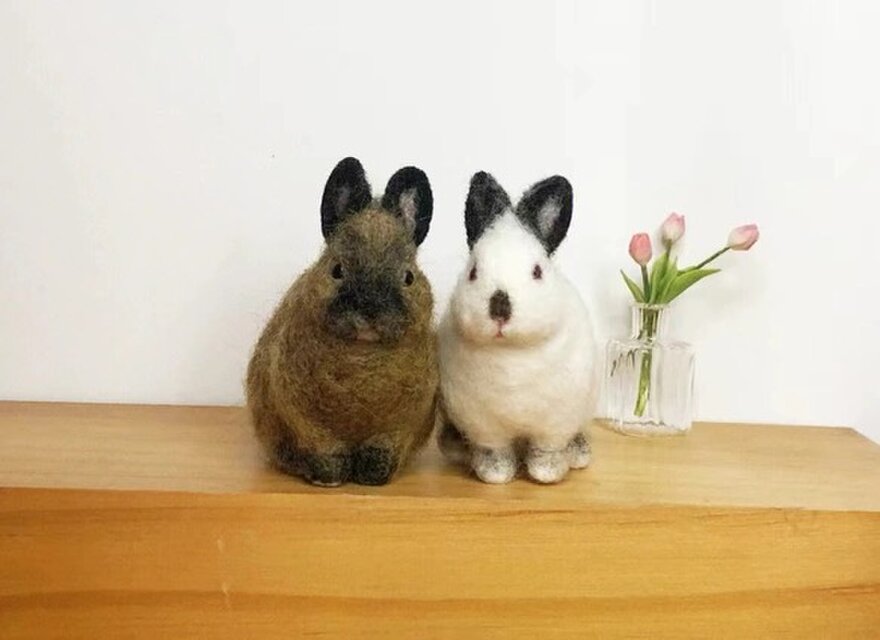 オーダーメイドペット】 羊毛フェルトウサギ 羊毛フェルト