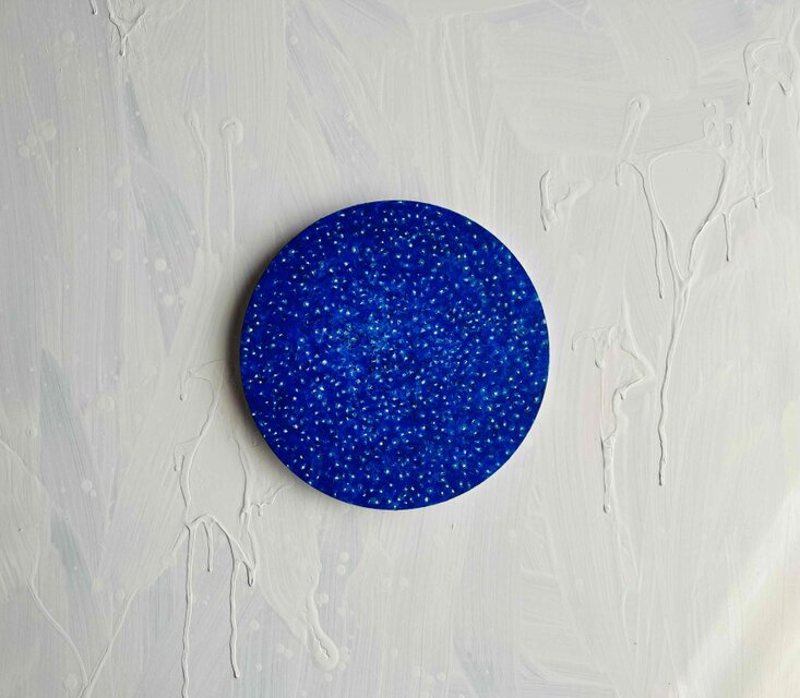 直径25㎝ コバルトブルーの星空 20252-5 油彩・原画・円形アートパネル