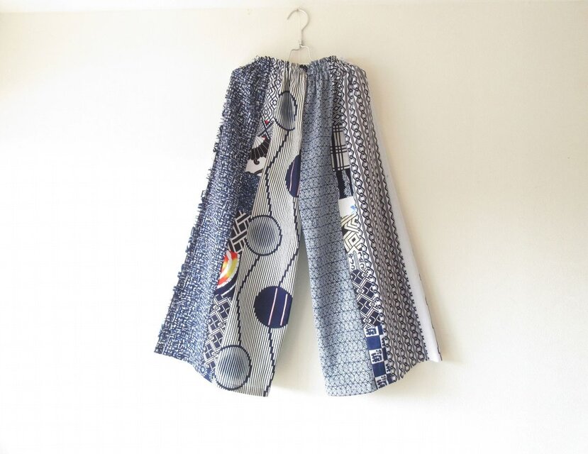 ☆浴衣ガウチョパンツ☆パッチワーク♪/31kg063