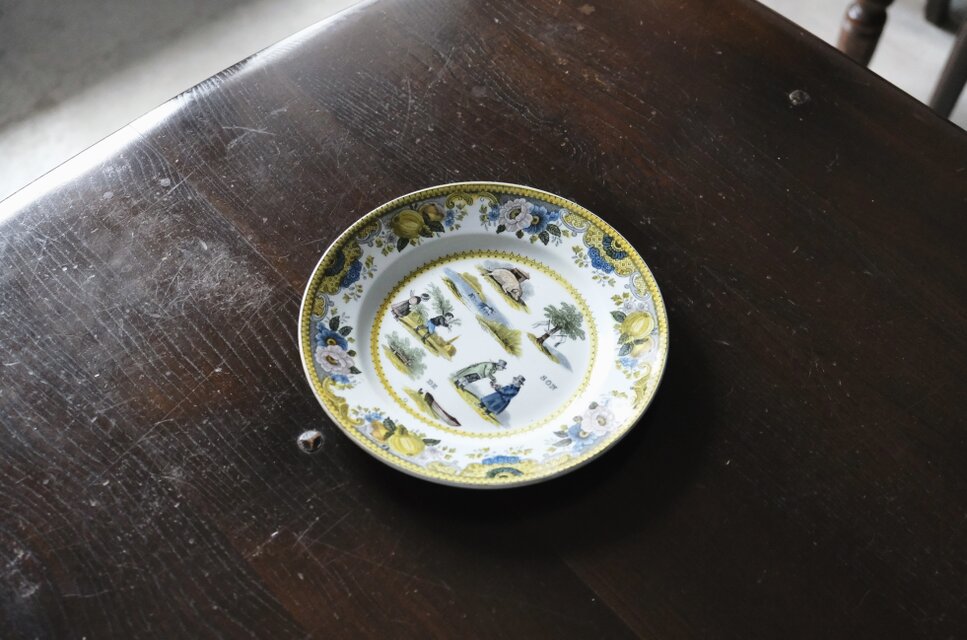 ショワジールロワ 彩色 グリザイユ 平皿 なぞなぞ φ20.8cm