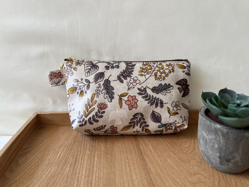 裏付きミニラミネートポーチ　植物　ナチュラル