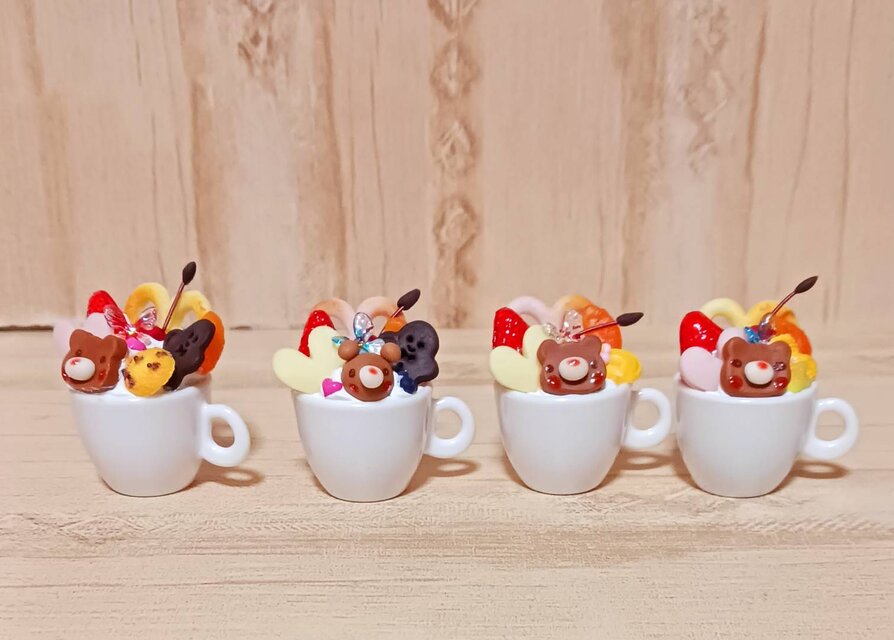 小さなクマさんカップパフェ4個セット 透明容器付き | iichi