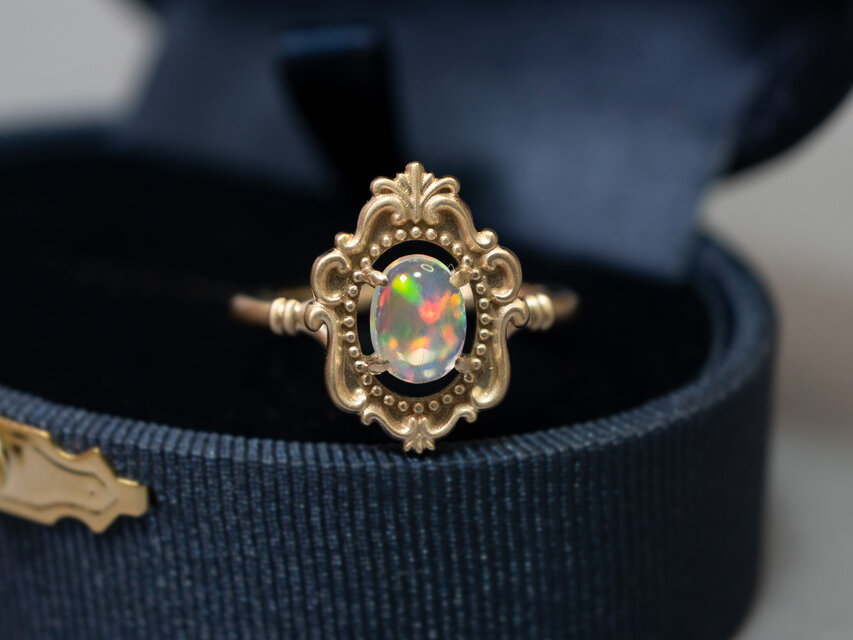 メキシコオパール×アンティークミラーリング