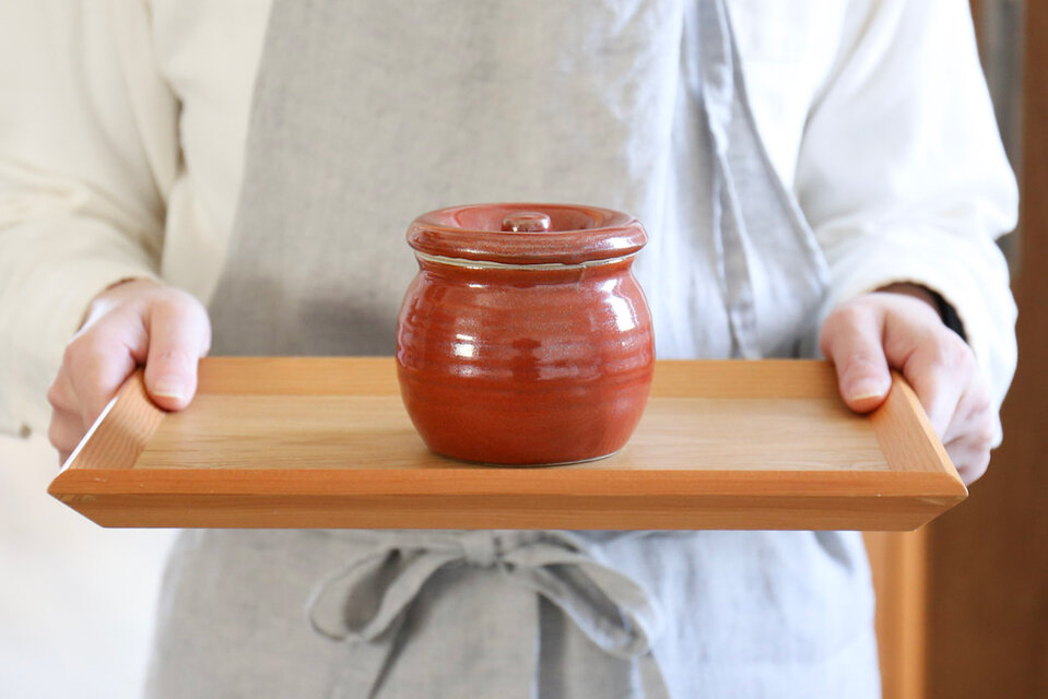 梅干しやお漬物入れにおすすめ　お漬物甕（かめ）砂糖壺　赤茶