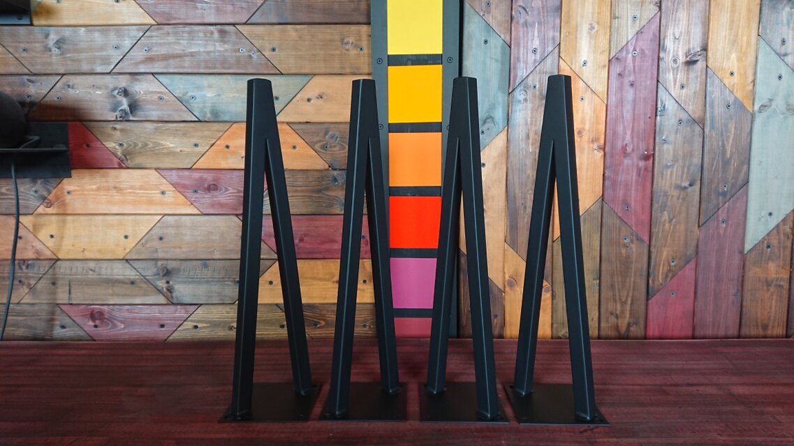 マットブラックでアイアンな極細鉄脚♪ 19×110～19×430mm V型 4脚ver. リビング・ローテーブル