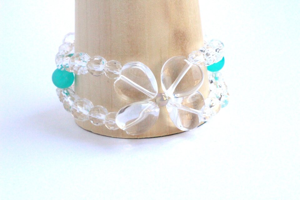 Happy Clover アマゾナイトシリカ×クォーツ　ブレスレット