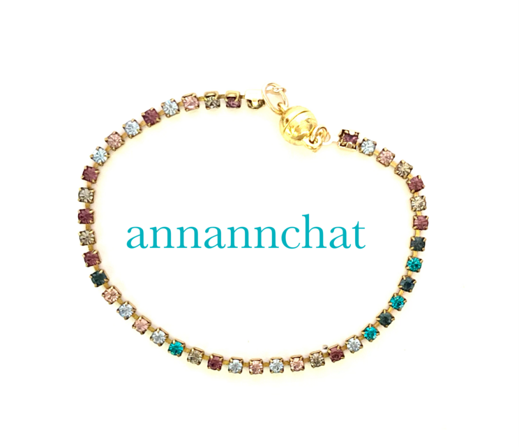 【稀少　オーストリア製　ビンテージ　swarovski 　ミックスカラー　ブレスレット】