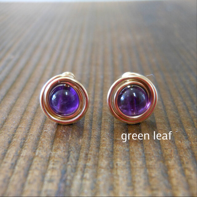 14kgf＊アメジストの小さな一粒ピアス