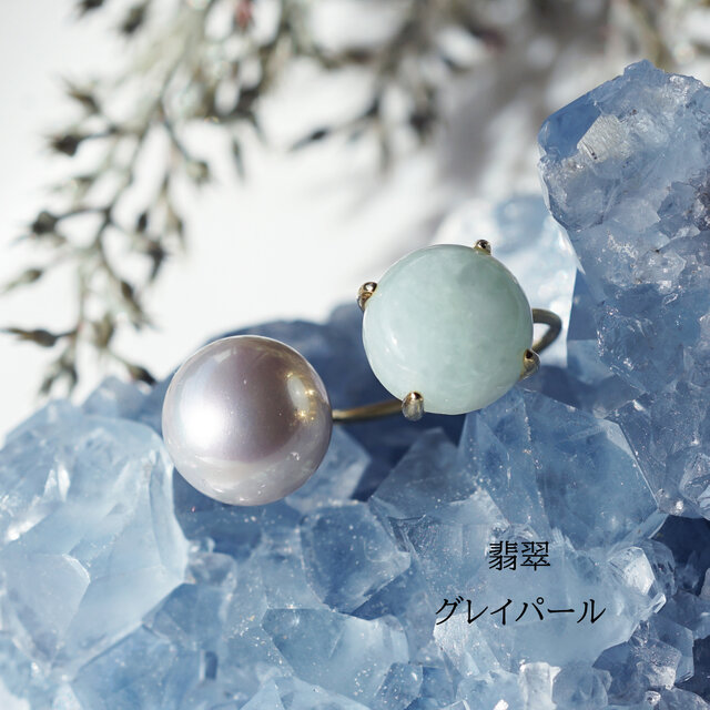 石が選べる☆宝石とパールのフォークリング ～草露（そうろ） | iichi