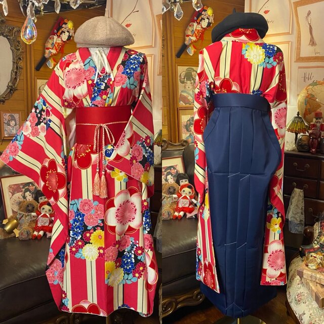 振袖　お着物　リメイク　アンティーク　ロングワンピース　ハンドメイド 振袖 お着物 リメイク ロングワンピース ハンドメイド
