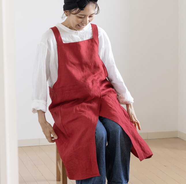 【ペア】リネンのリネンのエプロン　ハンドメイド c28f091973a84ffd1acbf428c5fce5