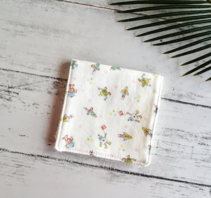 ロボットとロケット　ハーフハンカチ　ガーゼハンカチ　タオルハンカチ　ダブルガーゼ　プチギフト　名入れ