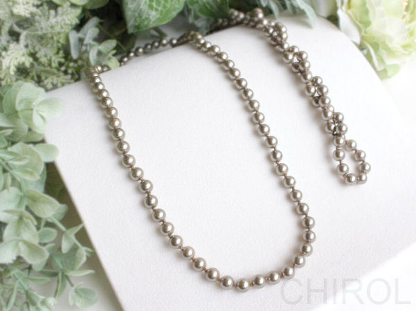 貝パールエンドレスネックレス　モカカラー