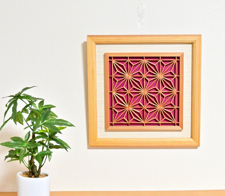 組子と和紙のウォールデコ【角麻 紫】 | iichi 日々の暮らしを心地よく