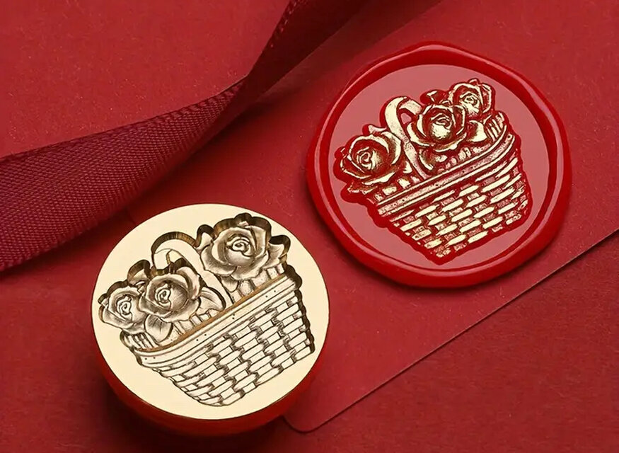 シーリングスタンプヘッド　薔薇の花カゴ