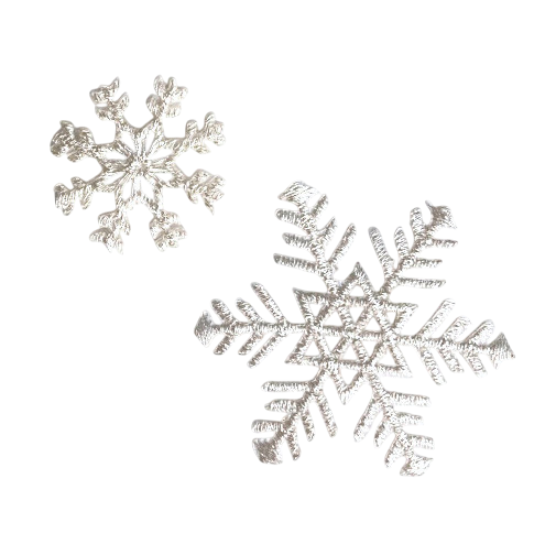 アップリケワッペン 雪印スノーフレーク2枚セットシルバー UI ゆき 雪の結晶 冬 w-2244