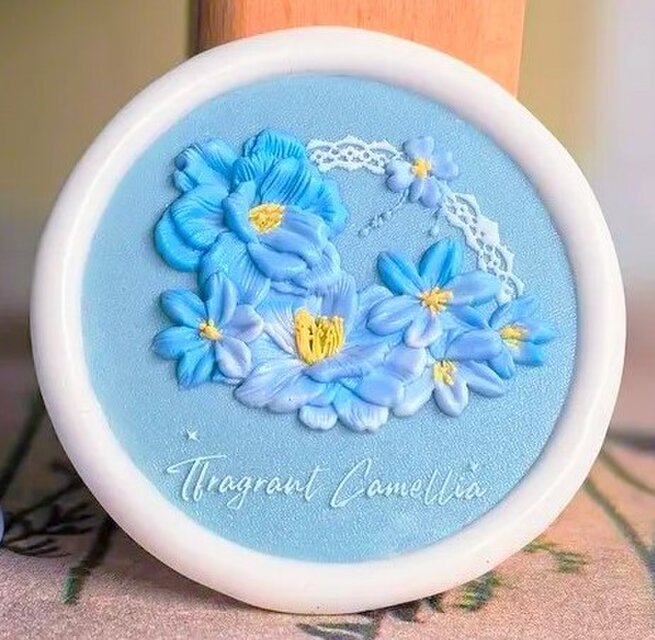 シーリングスタンプヘッド　エレガントな花柄デザイン（持ち手付き）