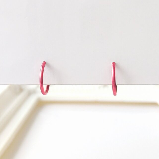 〈痛くない〉〈挟めるだけ〉～2way～ピンクシンプルリングイヤーカフ・イヤリング(直径約10㎜太さ約1㎜)(調節可)