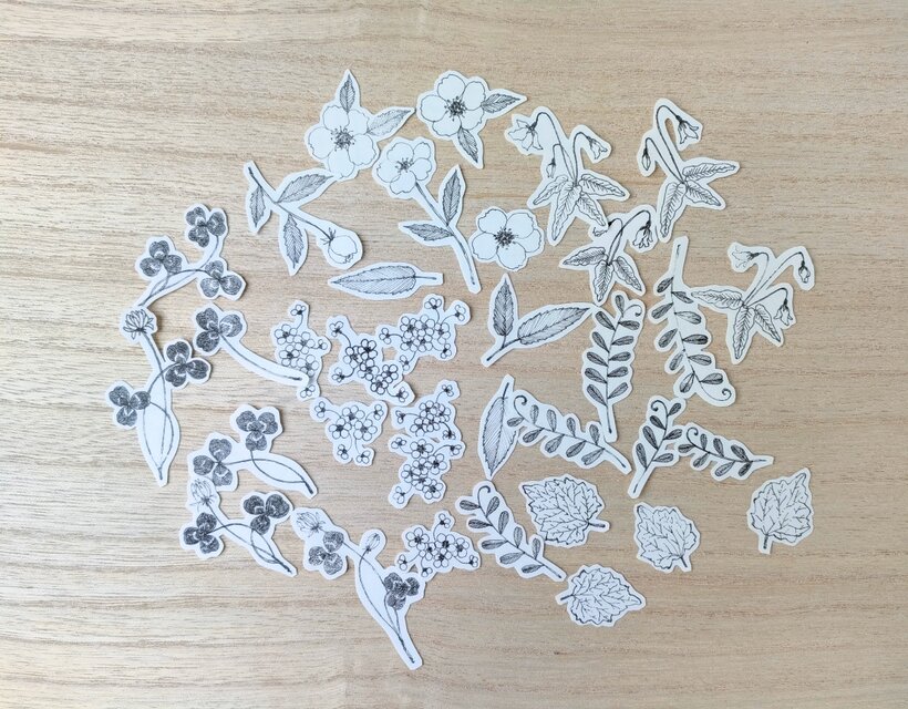 草花のマスキングシール