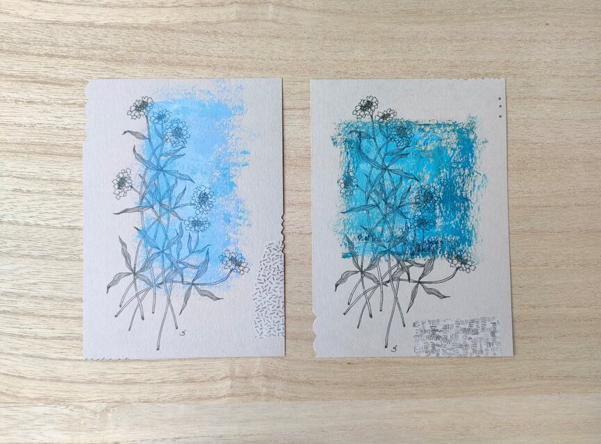 コラージュを添えたポストカード「blossom」