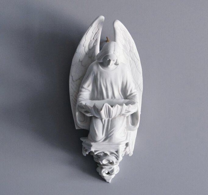 ビスク製 天使 ベニティエ 聖水盤 h37cm フランス アンティーク 0502049