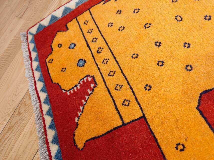ラッカドラッヘ ペルシャ オールドギャッベ 15年 アマレバフト ラグ 95x65
