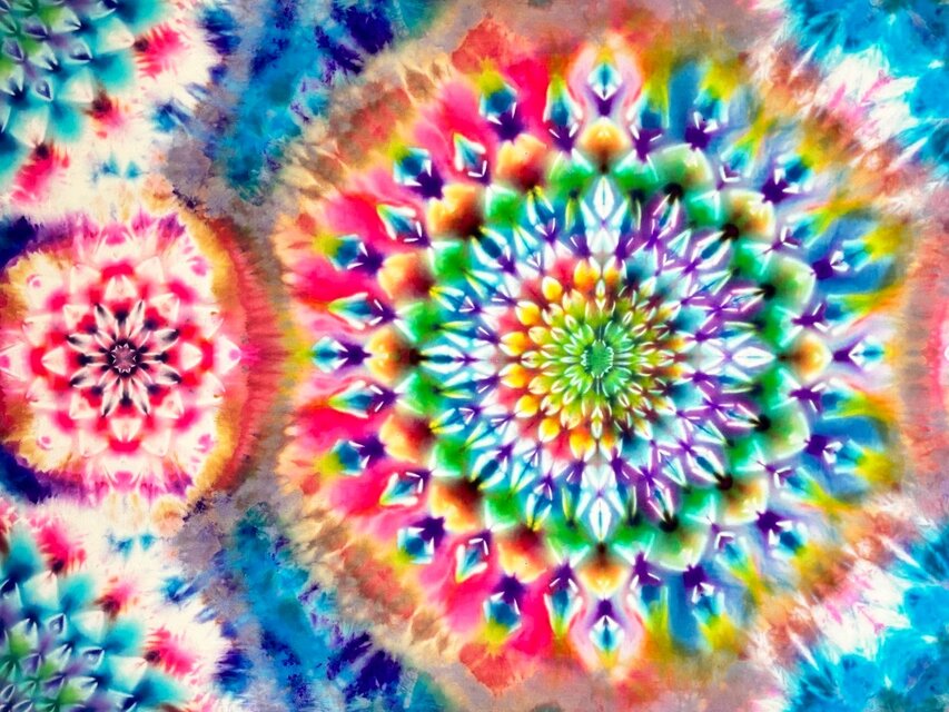 【一点物】手描き 曼荼羅バティック　タペストリー 一点物】手描き 曼荼羅バティック タペストリー