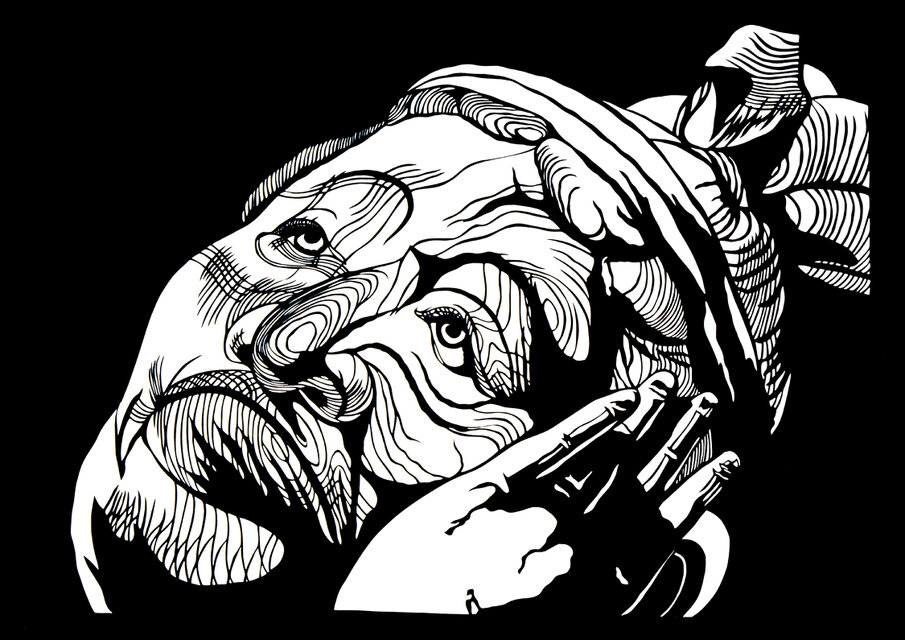 切り絵「十二神将・羊神」