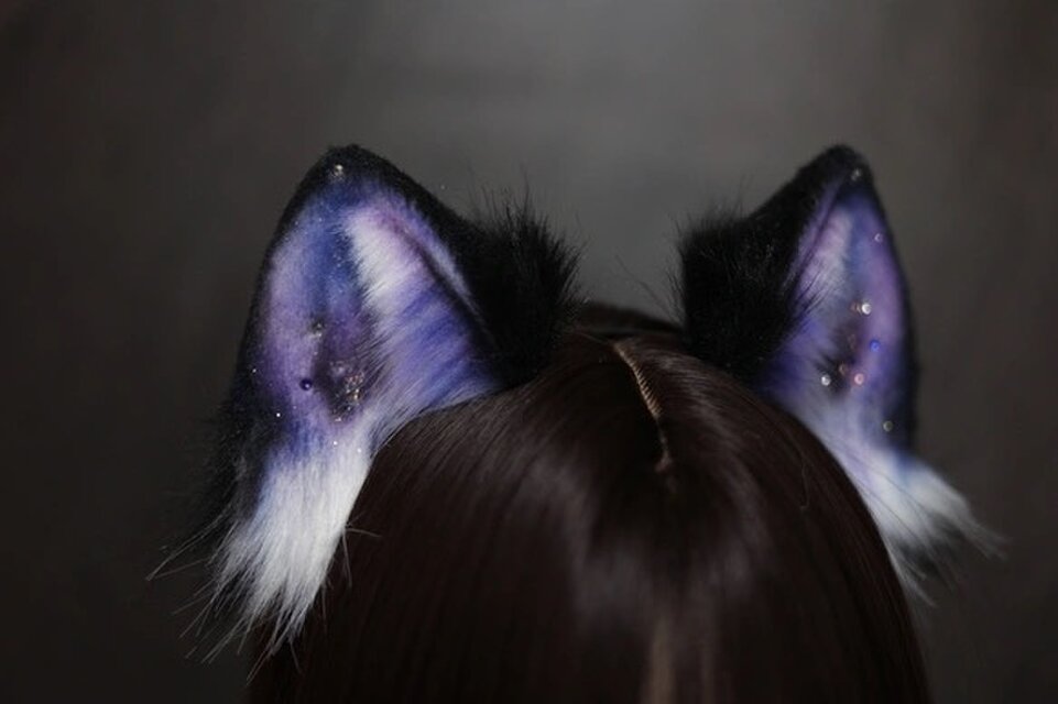 受注生産】短毛の猫の耳カチューシャ 手作りリアルな毛皮のような ヘア