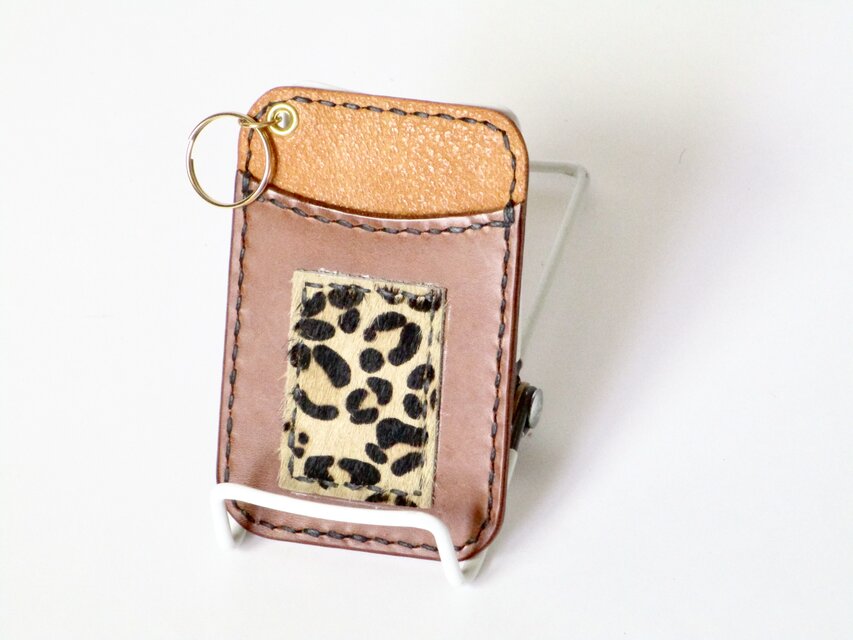 ハラコとブッテーロのパスケース（キャメル）