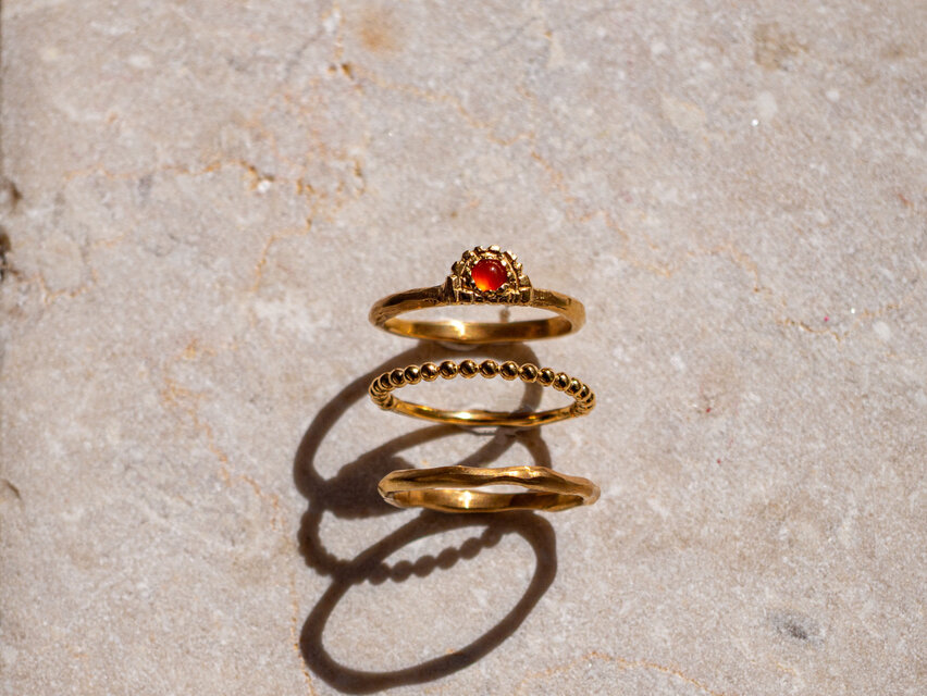 bright sun ring カーネリアンが美しい３連リング/送料無料
