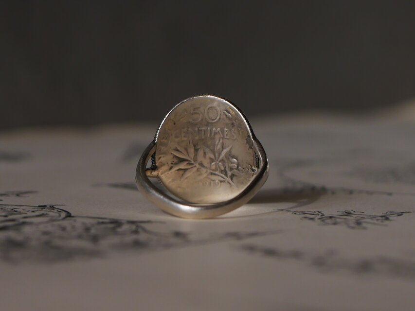 １９１９年サンチーム　リメイク　ヴィンテージリング フランスアンティーク 1919年のサンチームコイン リメイク ヴィンテージリング