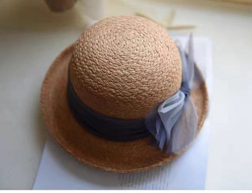 ラフィアハット、フレンチスタイルの帽子、麦わら帽子、夏用 