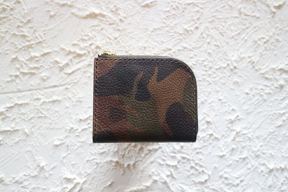 【一点物即納品】L字ファスナー小さい財布 ～イタリアン迷彩ヌメ×イタリアンバケッタ～