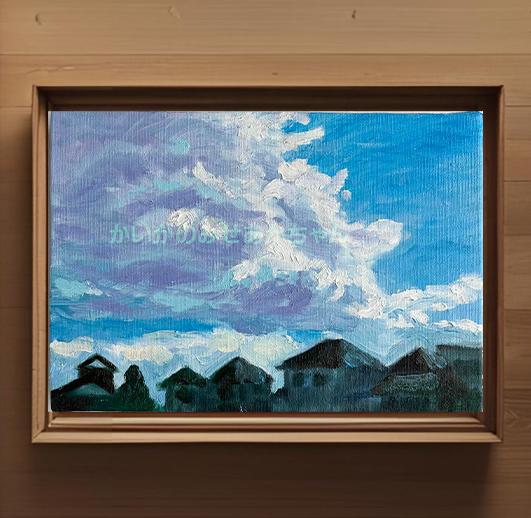 16×23㎝「朝の風景　20254」油彩・原画・サムホールサイズ