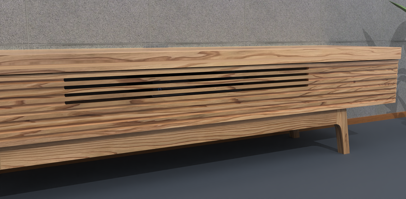 テレビ台（杉集成材、無塗装） ハンドメイド 試作品 無塗装 組み立て