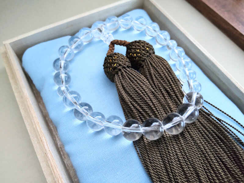 水晶のお念珠/ 焦茶