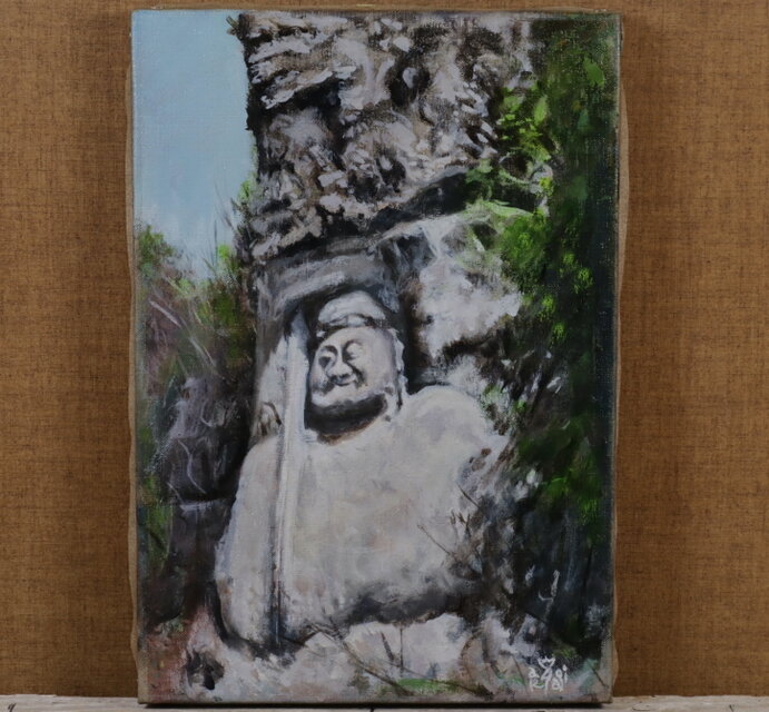 油絵「熊野磨崖仏」