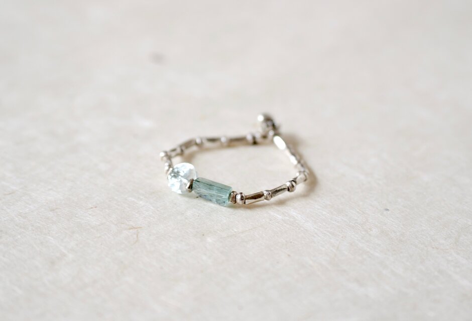 MTO> -Emerald・Aquamarine- silver ring | iichi 日々の暮らし MTO> -Emerald・Aquamarine- silver ring | iichi 日々の暮らし