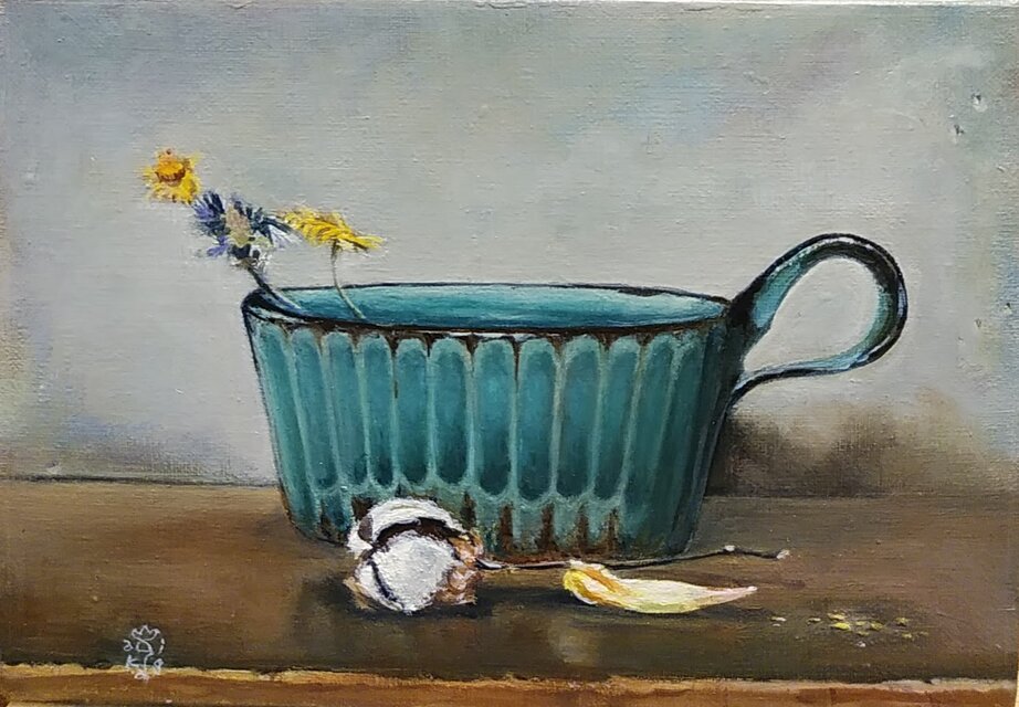 油絵「もうひとつの花飾り」