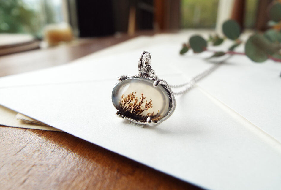 【一点物】デンドリティックアゲートのネックレス（草叢）