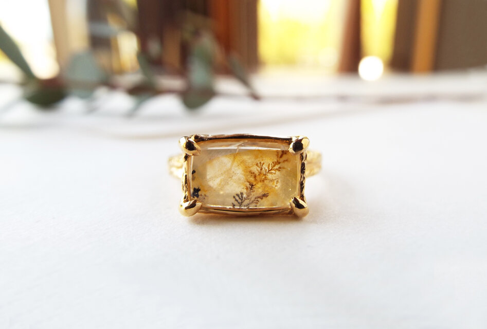 【一点物】デンドリティッククォーツのリング　-ミニガーデン-　mini garden ring No,2　朝もや