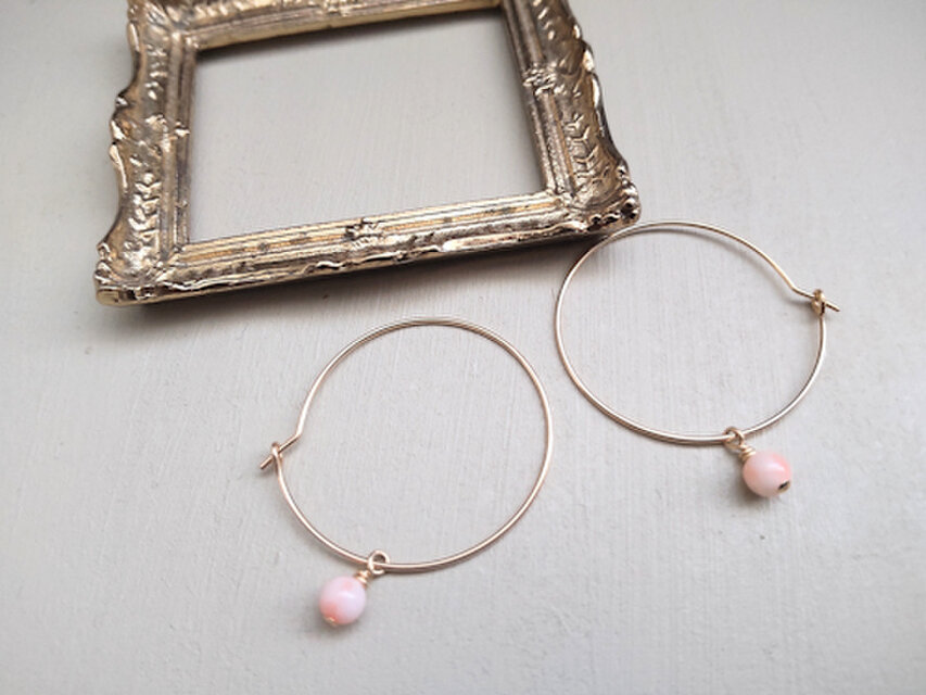 K14gfフープピアス/深海珊瑚